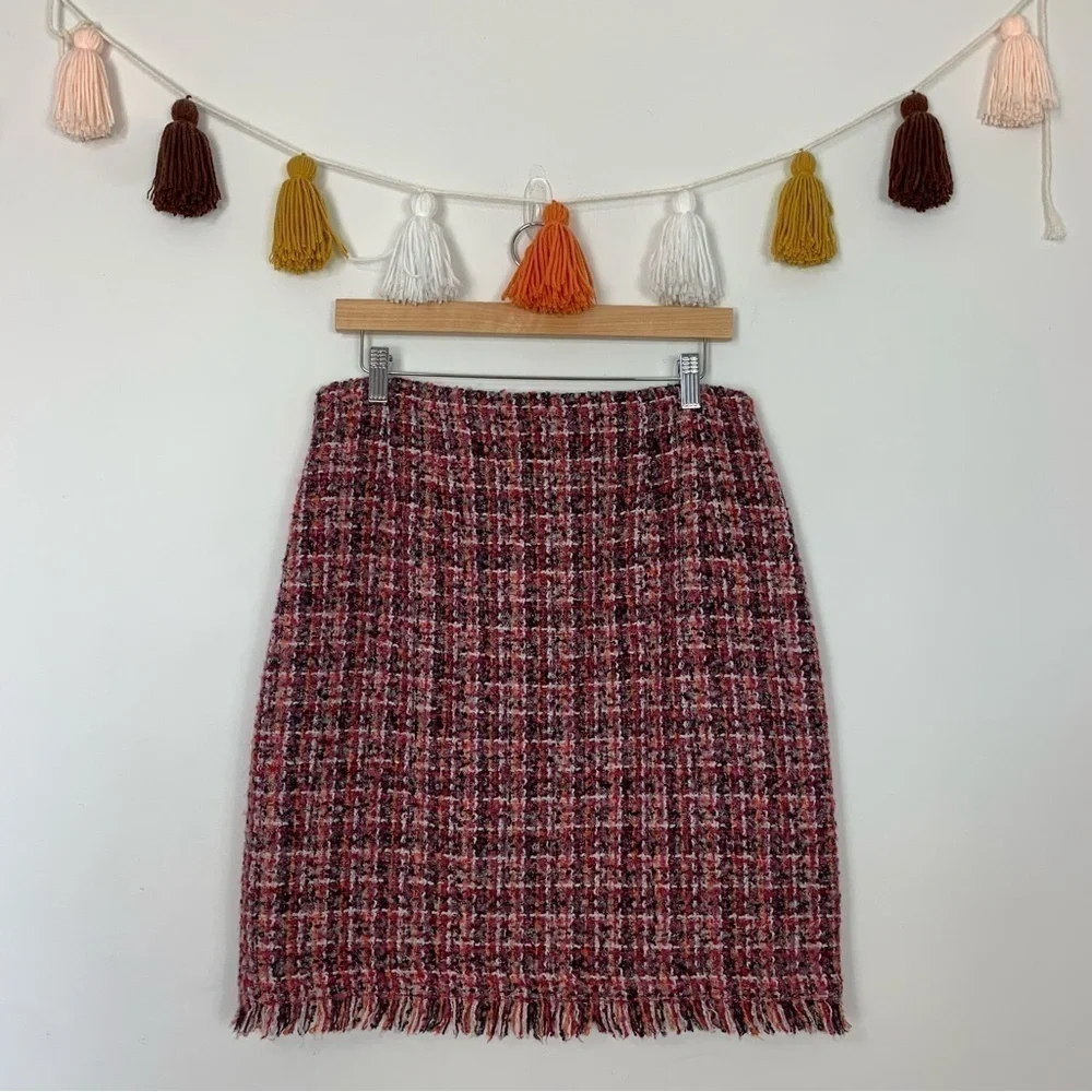 Talbots A-Line Wool Blend Pink Red Tweed Skirt Size 6 - Picture 9 of 9